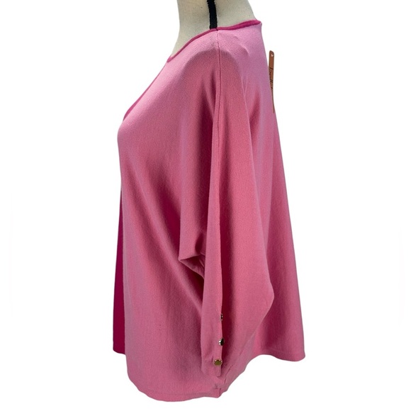 Belldini 3/4 Sleeve Crew Neck 2 Toned Color Block Lightweight Sweater - Pink -XL - Picture 4 of 9